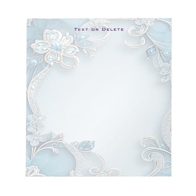 Bloc-note Blue Ornate Floral Notepad (Devant)