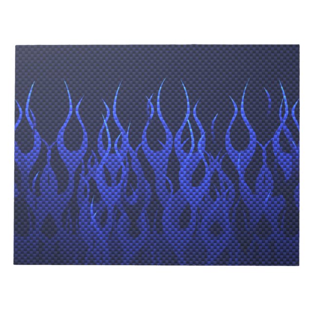 Bloc-note Blue Racing Flames on Carbon Fiber (Devant)