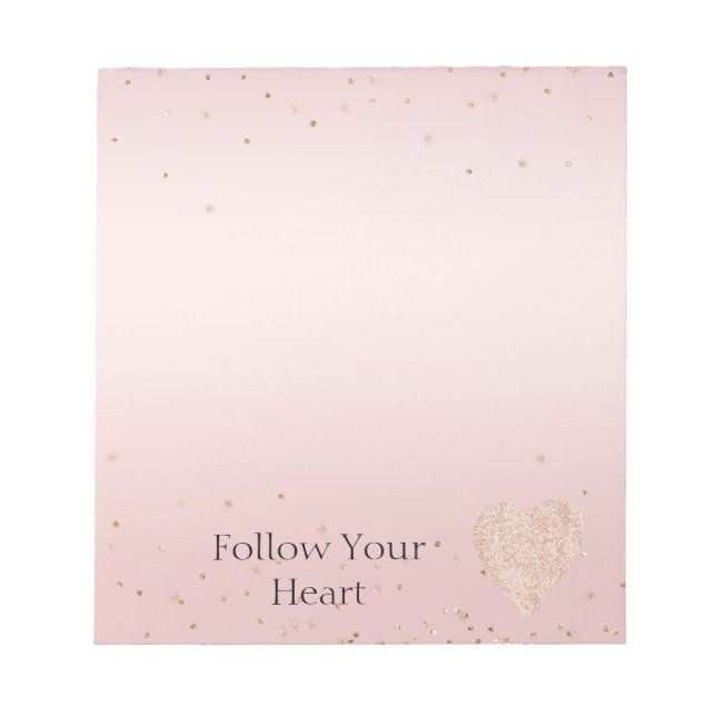 Bloc-note Blush Pink Glitter Love Gold Confetti Heart (Devant)