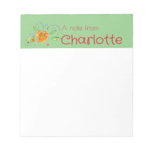 Bloc-note Boho Country fleur sauvage aquarelle vert clair