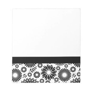 Bloc-note Boho fleurs Motif floral vectoriel noir et blanc