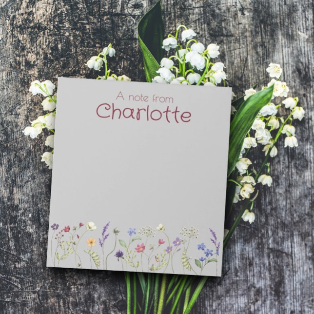 Bloc-note Boho Pays marguerite florale aquarelle gris Bloc-n (Créateur téléchargé)