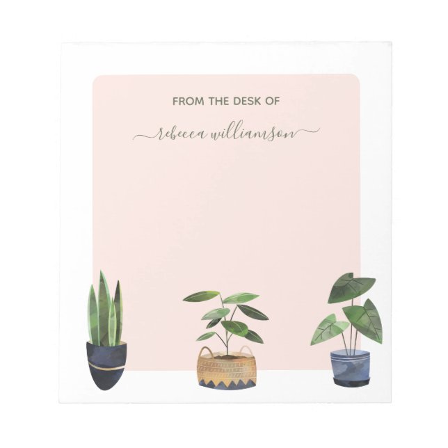 Bloc-note Boho Poted Plantes du bureau de personnalisation (Devant)