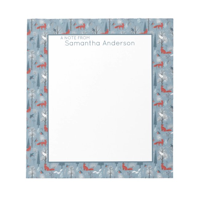 Bloc-note Bois de neige Whimsical Renards Bird Motif nordiqu (Devant)