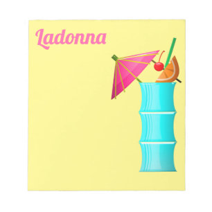 Bloc-note Boisson tropicale été Hawaï bleu jaune rose