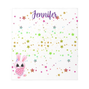 Bloc-note Bonheur doux lapin magique en arc-en-ciel