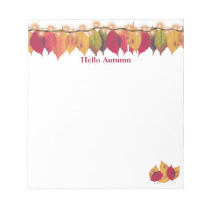 Bloc-note Bonjour Automne Coloré Feuille Lumières de luciole