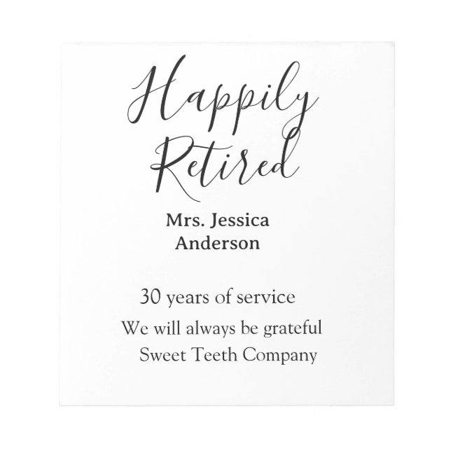 Bloc-note Bonne retraite ajouter le nom années de service à  (Devant)