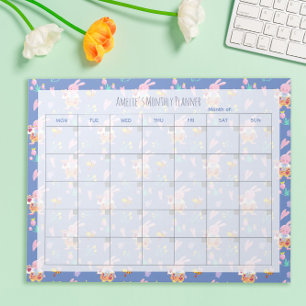 Bloc-note Bonnet rose mignon Motif Bleu Planificateur mensue