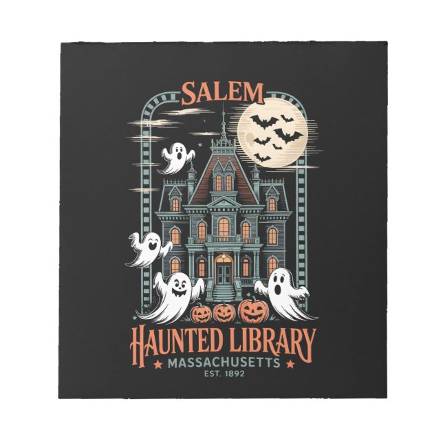 Bloc-note Bookworm Halloween Shirt Haunted Library (Devant)