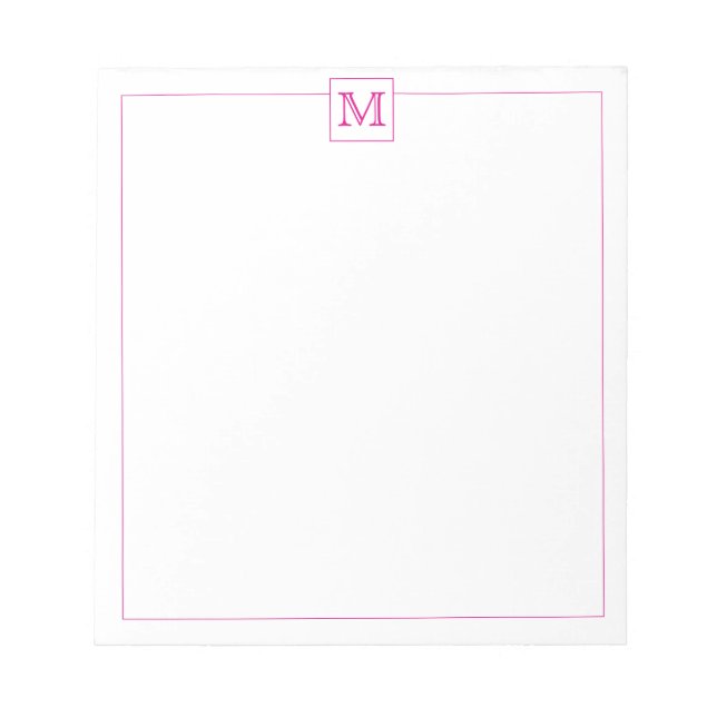 Bloc-note Bordure Carré simple Magenta Initial Monogramme (Devant)