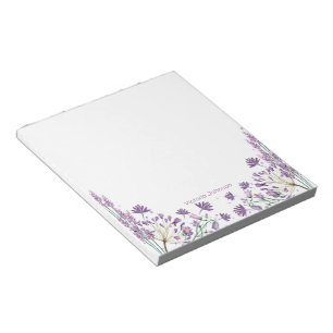 Bloc-note Bordure de fleurs d'aquarelle violette