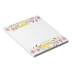 Bloc-note Bordure de fleurs rose et jaune