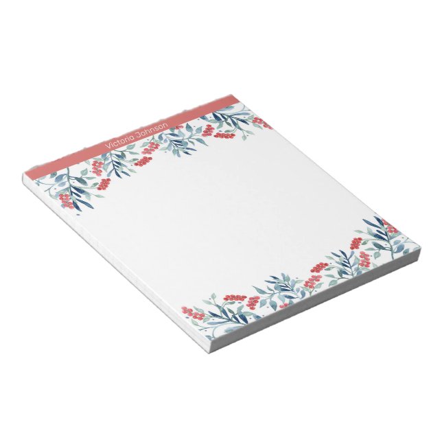 Bloc-note Bordure de fleurs saumon couleur rose (Incliné)