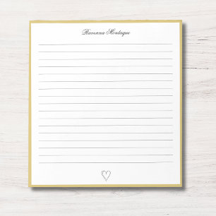 Bloc-note Bordure dorée et cœur personnalisé script ligné