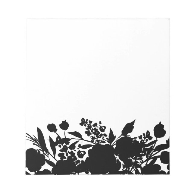 Bloc-note Bordure en silhouette florale noire et blanche (Devant)
