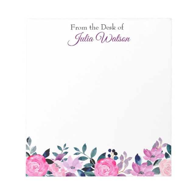 Bloc-note Bordure florale personnalisée à partir du bureau d (Devant)