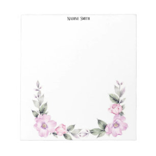 Bloc-note Bordure inférieure florale rose pâle