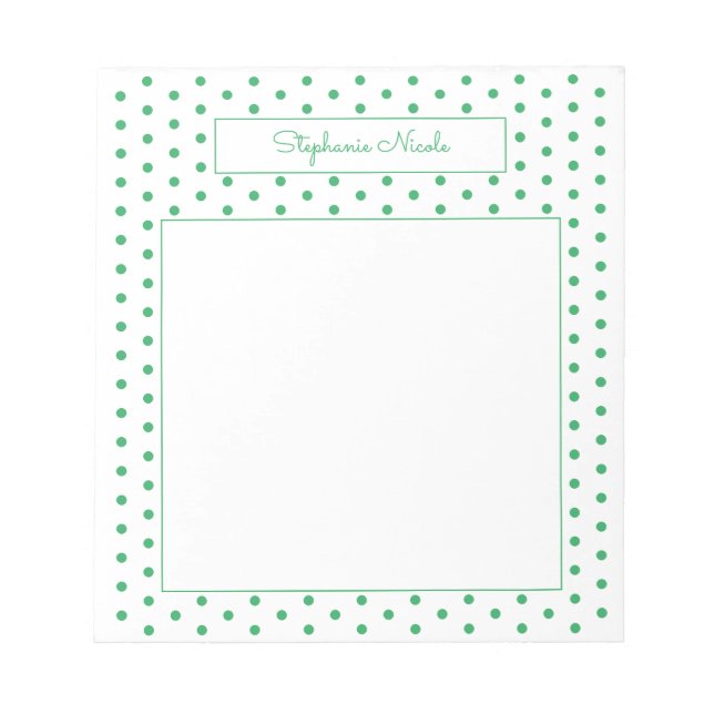 Bloc-note Bordure mince personnalisée simple Polka Point ver (Devant)