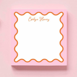 Bloc-note Bordure ondulée zigzag rose orange vibrante coloré