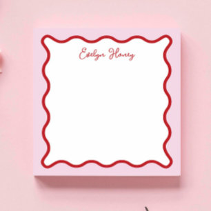 Bloc-note Bordure ondulée zigzag rose rouge vibrant coloré