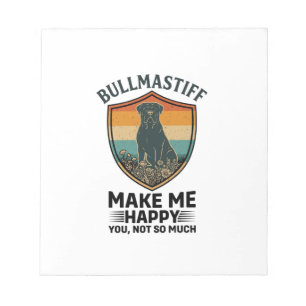 Bloc-note Bouclier de chien Bullmastiff Make Me Happy Rétro