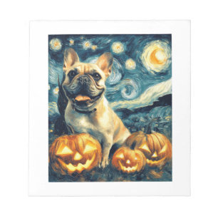 Bloc-note Bouledogue français de van gogh nuit étoilée hallo