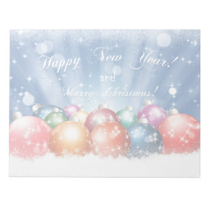 Bloc-note Boules de Noël Joyeux Nouvel An et Joyeux Noël
