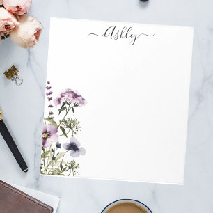 Bloc-note Bouquet de fleurs sauvages violettes Floral aquare