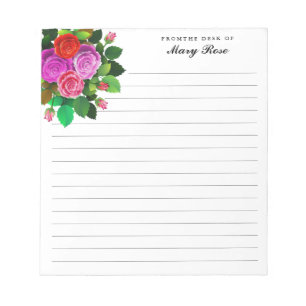 Bloc-note Bouquet de roses élégant Fleurs personnalisées