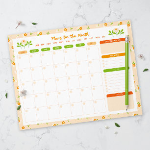 Bloc-note Bouquet Floral de Printemps Planificateur Mensuel 