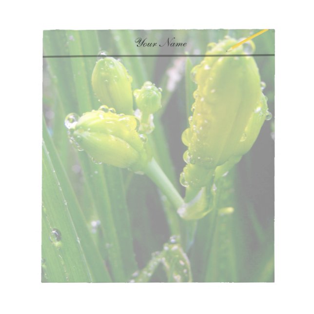 Bloc-note bourgeons de lis vert printemps (Devant)