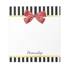 Bloc-note Bow rouge classique Grandes noires et blanches ave