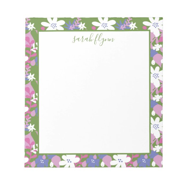 Bloc-note Bright Floral Pink and White Notepad (Devant)