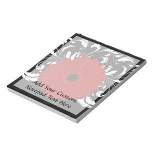 Bloc-note Bright Red Gerbera Daisy on Black