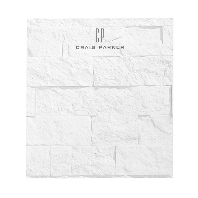 Bloc-note Briques de mur Modern Monogram Professionnel Uni (Devant)