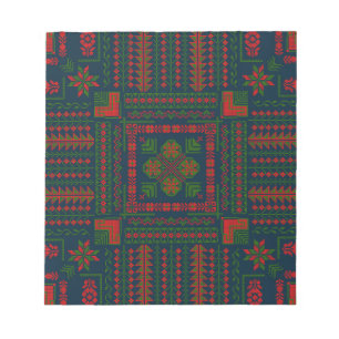Bloc-note Broderie palestinienne Tatreez rouge vert 5 Motif