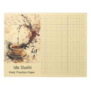 Bloc-note Brosse asiatique café Art Kanji papier pratique 5