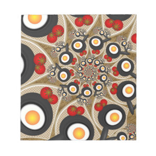 Bloc-note Brunch Fractal Art Drôle Nourriture, Tomates, Oeuf