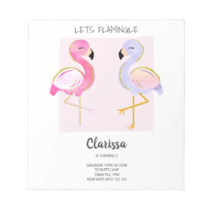 Bloc-note BUDGET Flamant rose mignon Fille Anniversaire Invi