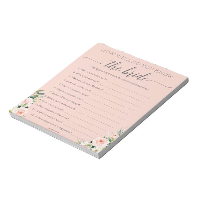 Bloc-note Budget Game How Well Do You Know The Bride Notepad (Tourné)