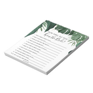 Bloc-note Budget How Well Do You Know The Bride Game Notepad