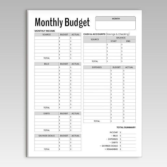 Bloc-note Budget mensuel (Créateur téléchargé)