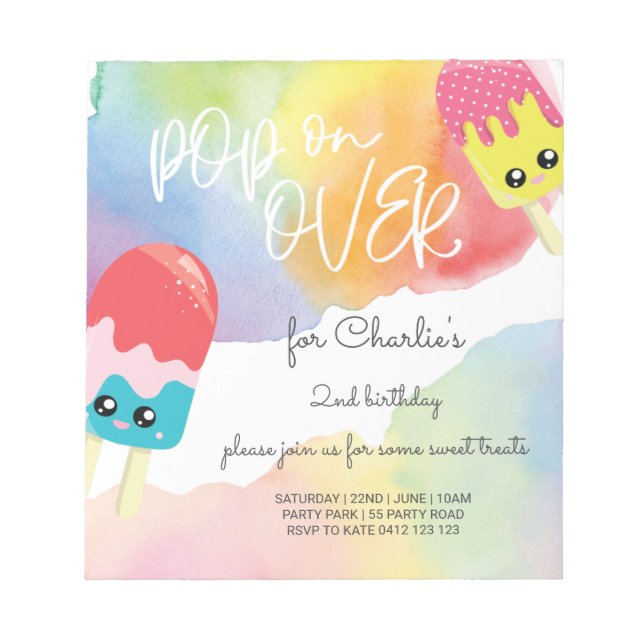 Bloc-note BUDGET Pop Sur Popsicle Invitation Anniversaire (Devant)