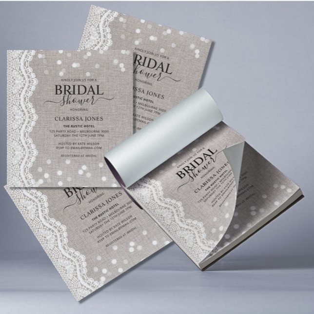 Bloc-note BUDGET Rustique Burlap dentelle nuptiale Invitatio (Créateur téléchargé)