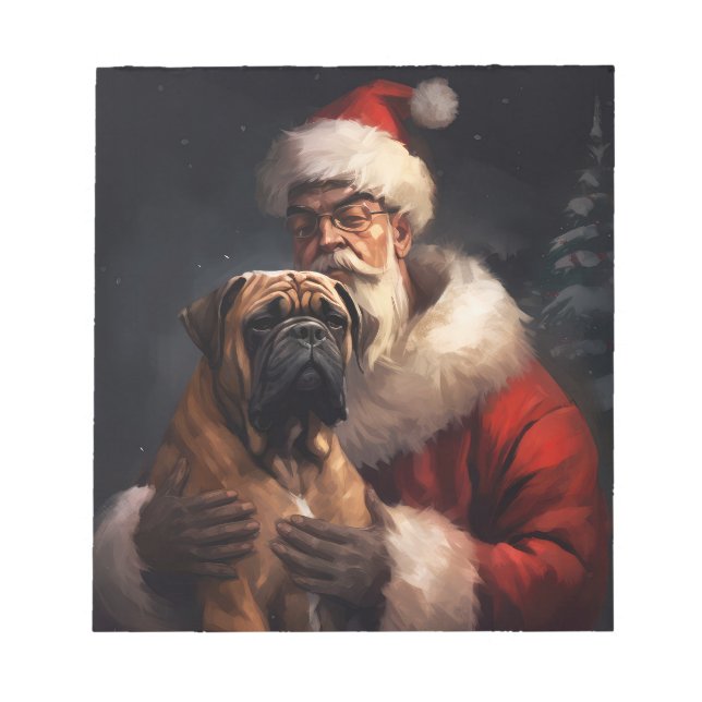Bloc-note Bullmastiff avec Noël Festif du Père Noël (Devant)