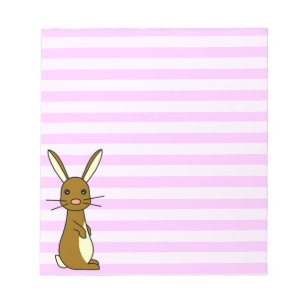 Bloc-note Bunbun - rayures mignonnes de rose de lapin