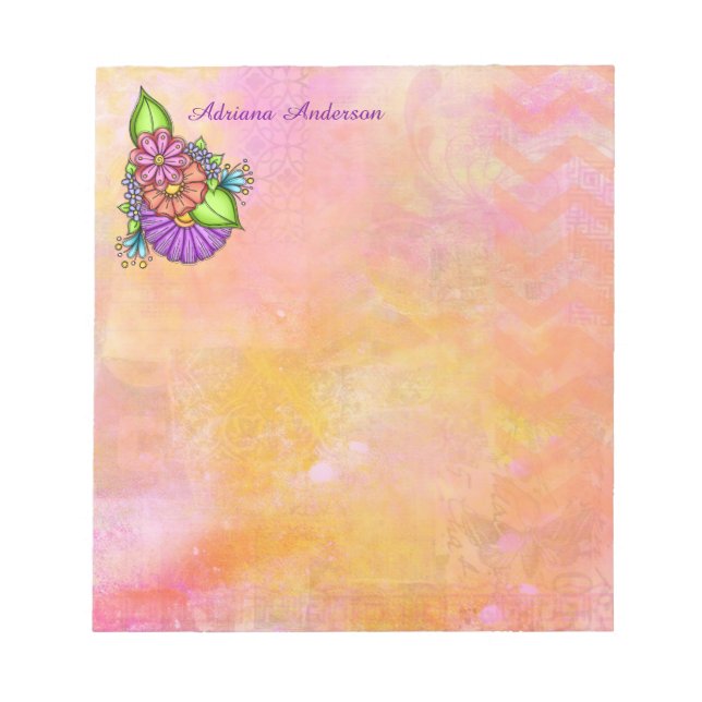 Bloc-note Bundle coloré Doodle Flower (Devant)