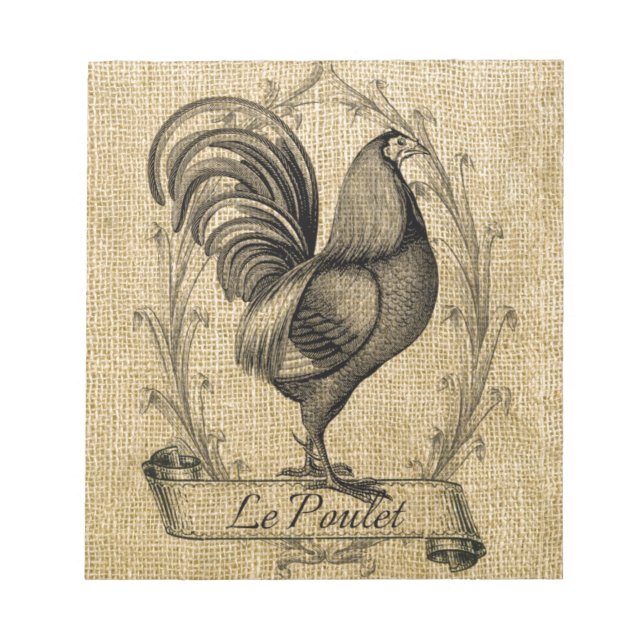 Bloc-note Burlap vintage de poulet (Devant)