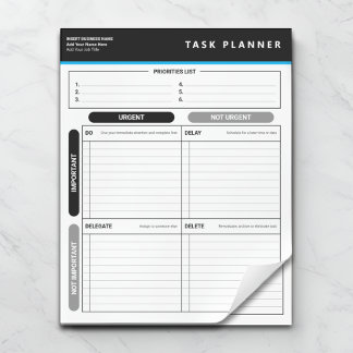 Bloc-note Business Task Planner Priority Matrix Notepad